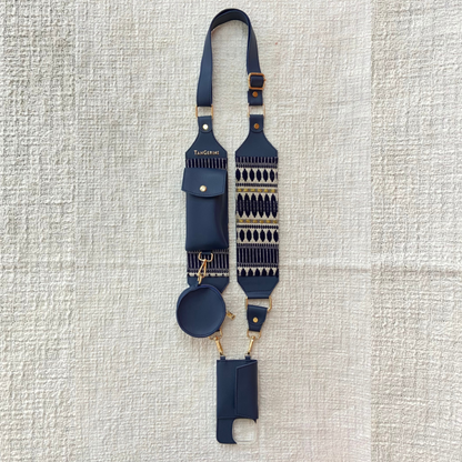 Blue with Blue Bullet Pochette Belt with Phone Case