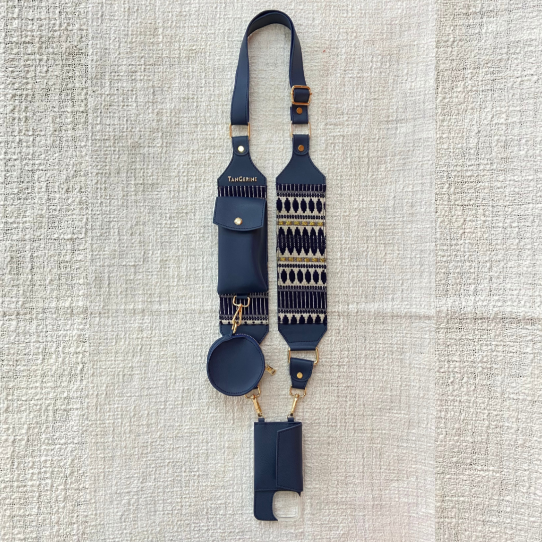 Blue Dual Compartment + Blue Bullet Pochette Belt with Phone Case