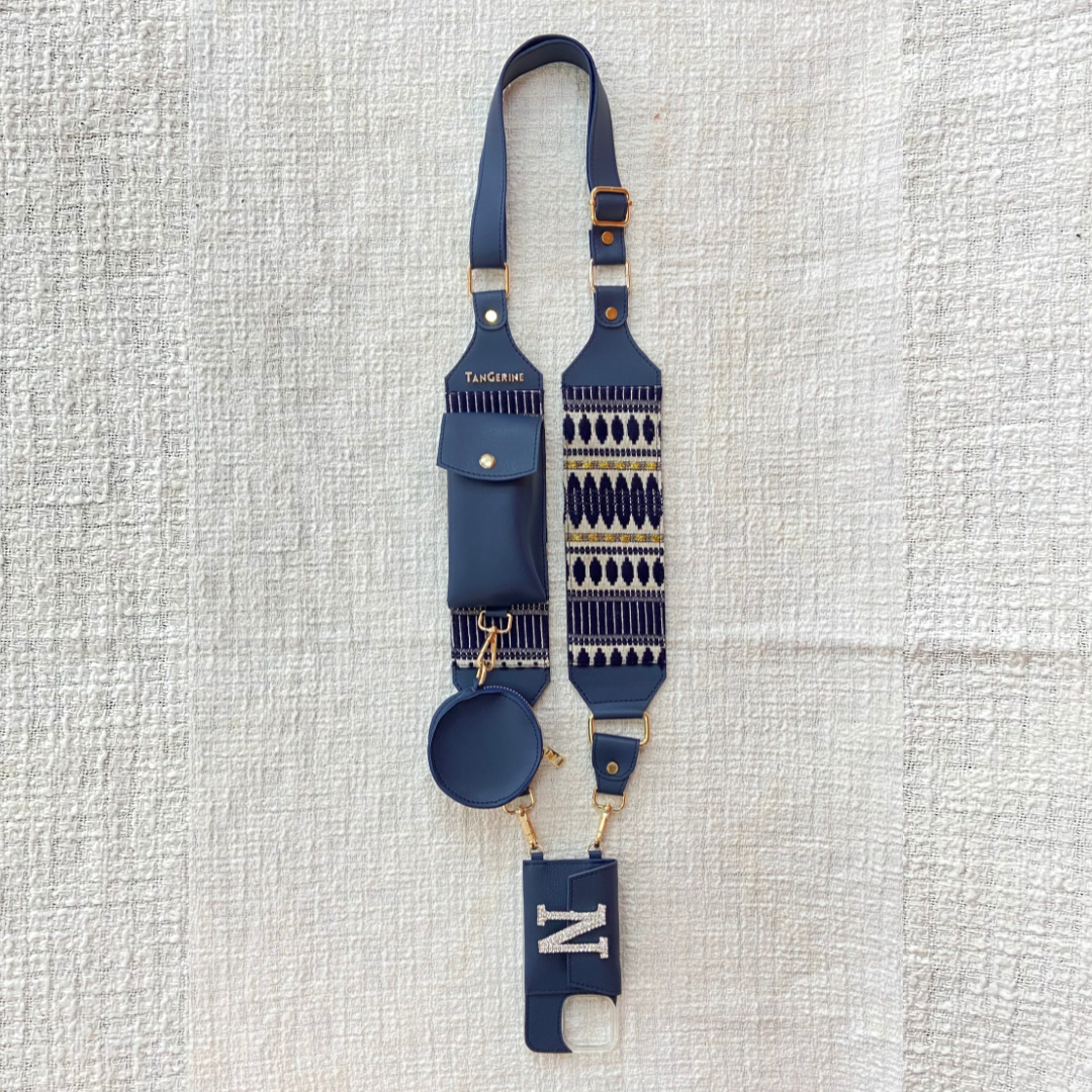 Blue with Blue Bullet Pochette Belt with Phone Case