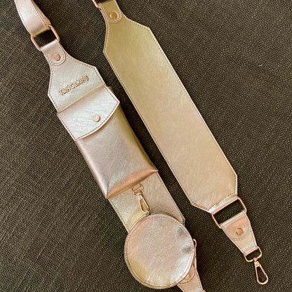Gold Metallic Plain Pochette Belt with Phone Case