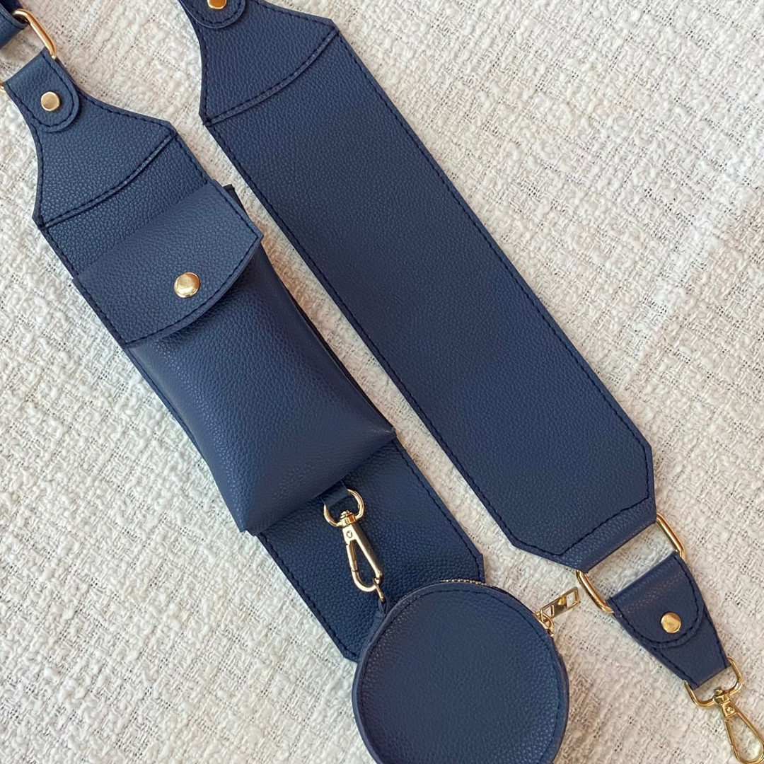 Blue Plain Pochette Belt with Phone Case