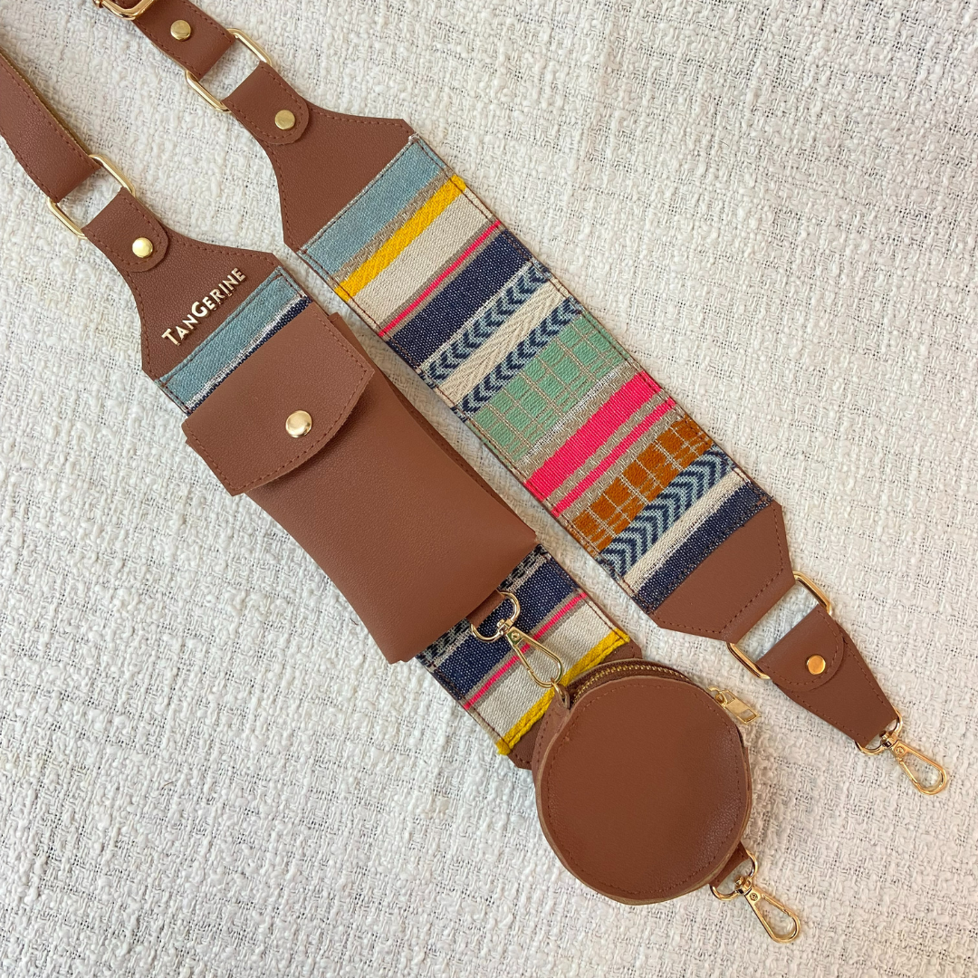 Tan Vibrant Pochette Belt with Phone Case