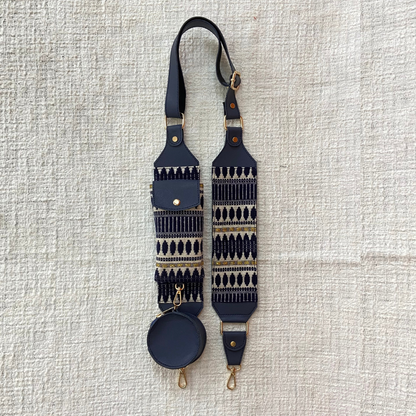 Blue Dual Compartment + Blue Bullet Pochette Cloth on Pocket Belt with Phone Case