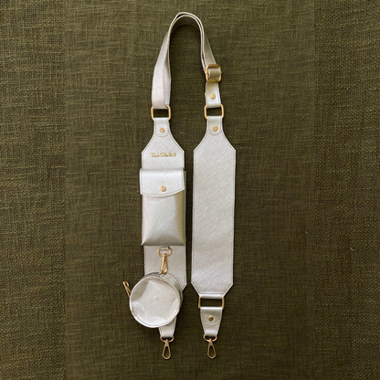 Silver Metallic Plain Pochette Belt with Phone Case