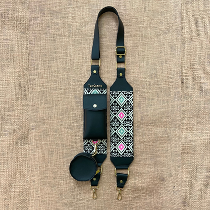 Black Pouch + Black with Multi-Color Diamond Pochette Belt.