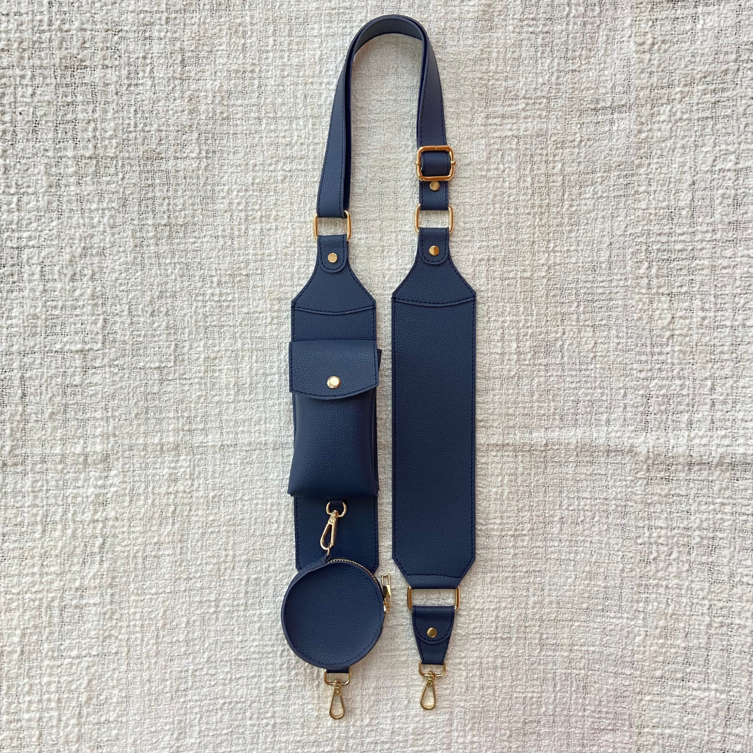 Blue Plain Pochette Belt with Phone Case
