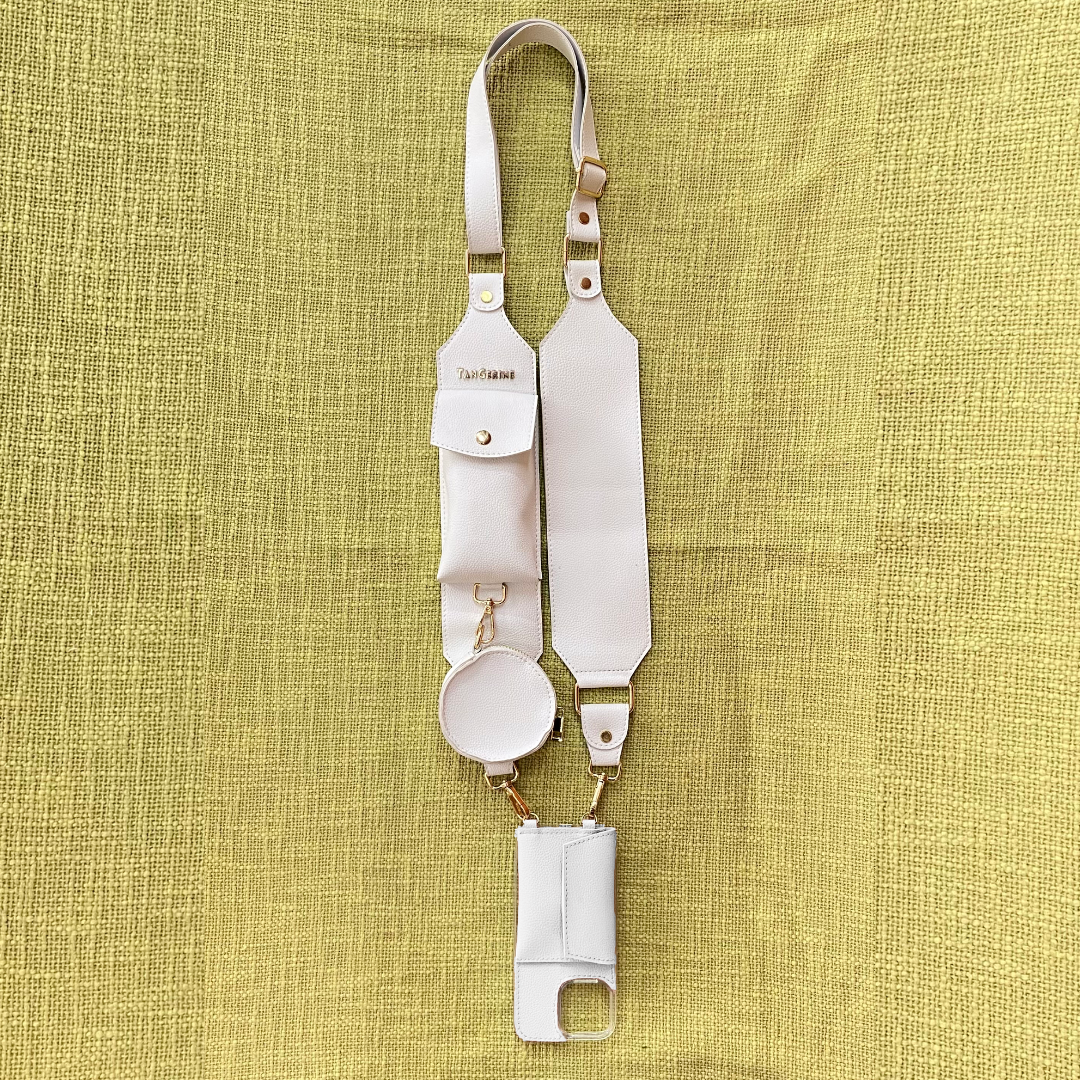 White Plain Pochette Belt with Phone Case