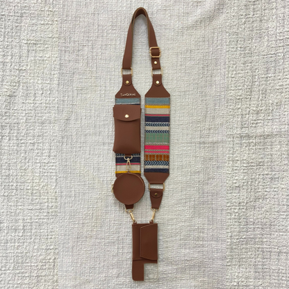 Tan Vibrant Pochette Belt with Phone Case
