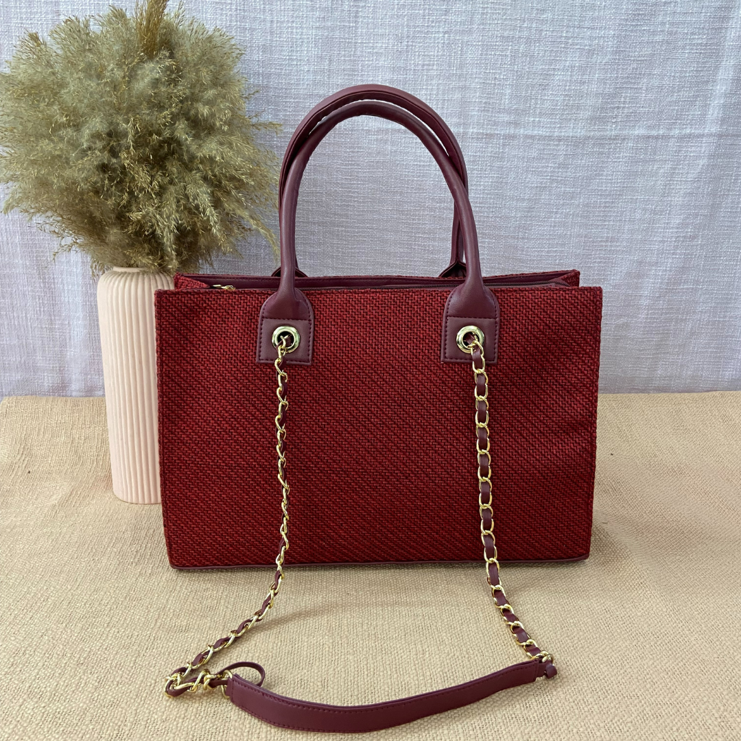 Mulberry Red Chain Tote 15inch.