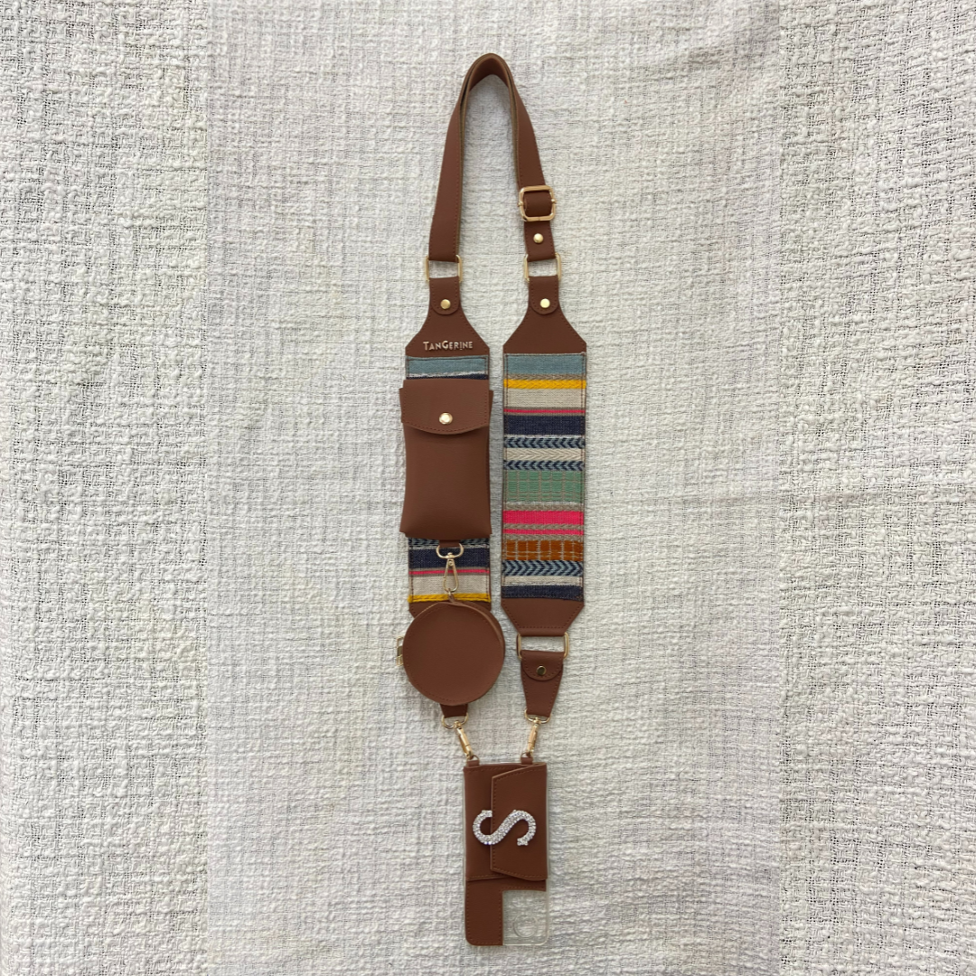 Tan Vibrant Pochette Belt with Phone Case