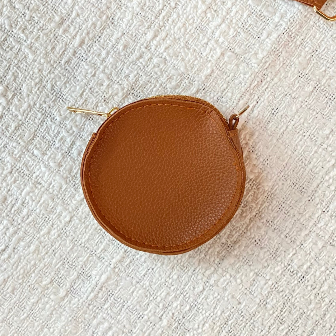 Tan Plain Pochette Belt with Phone Case