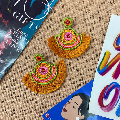 Enchanté Orange Tasseled Earrings
