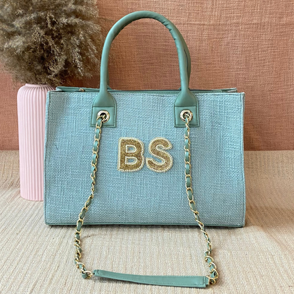 Mint Green Chain Tote 15inch.