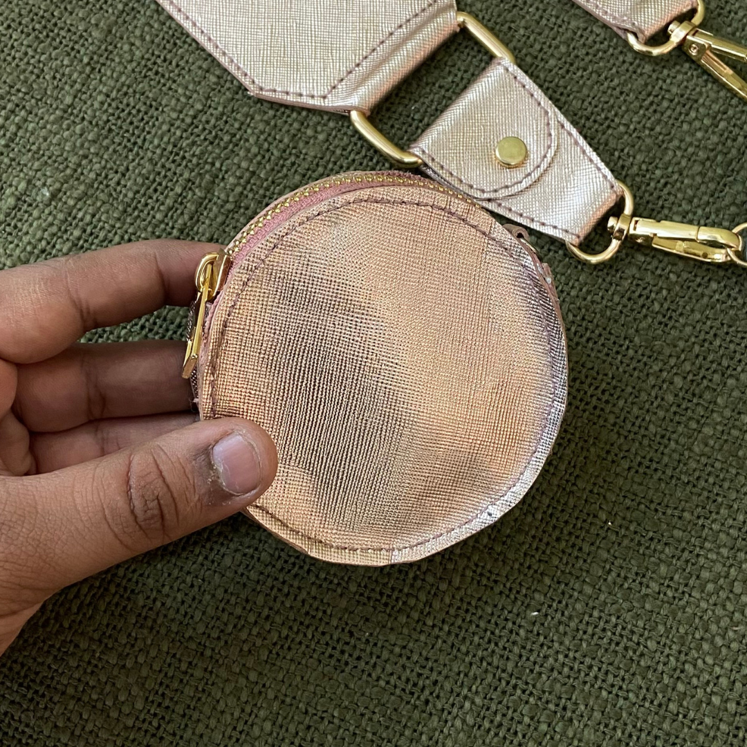 Rose Gold Metallic Plain Pochette only Belt