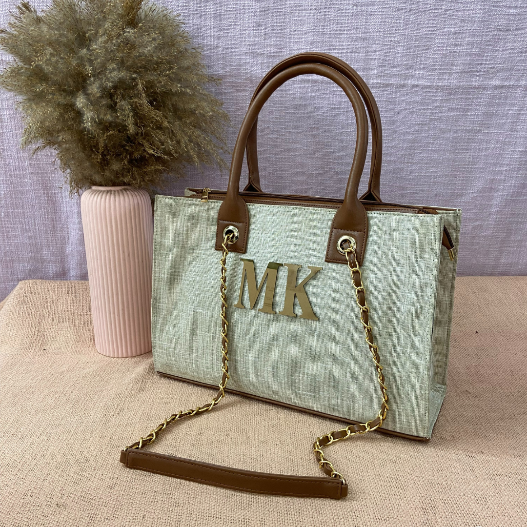 Beige Chain Tote 15inch