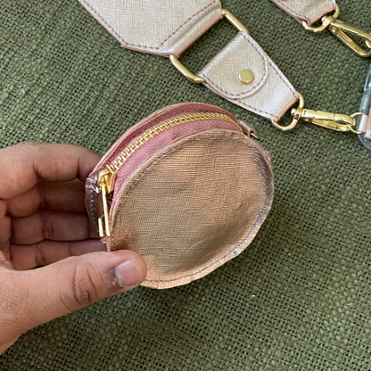 Rose Gold Metallic Plain Pochette Belt with Phone Case