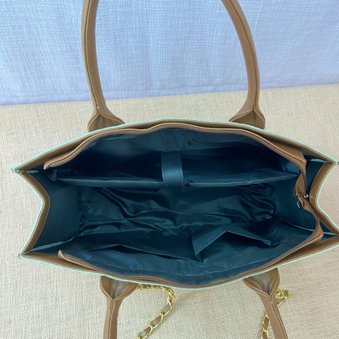 Beige Chain Tote 15inch