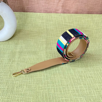 Beige Colorful Stripes Shoulder Strap