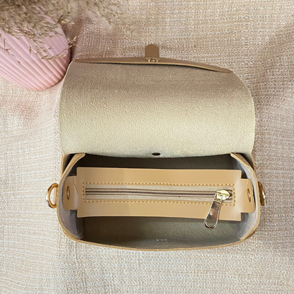 Beige Eva Bag with T-Shape Design Belt + Mini Wallet