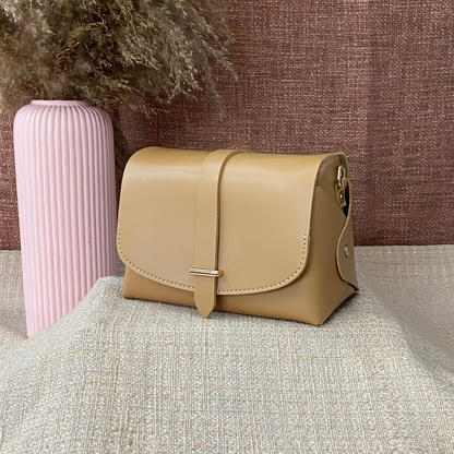 Beige Eva Bag with White Tribal Belt.