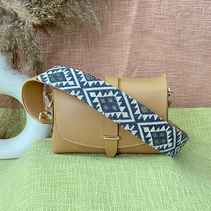 Beige Eva Bag with Light Black Diamond Belt.