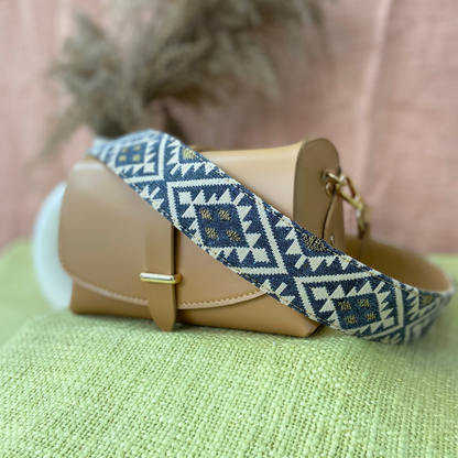 Beige Eva Bag with Light Black Diamond Belt.