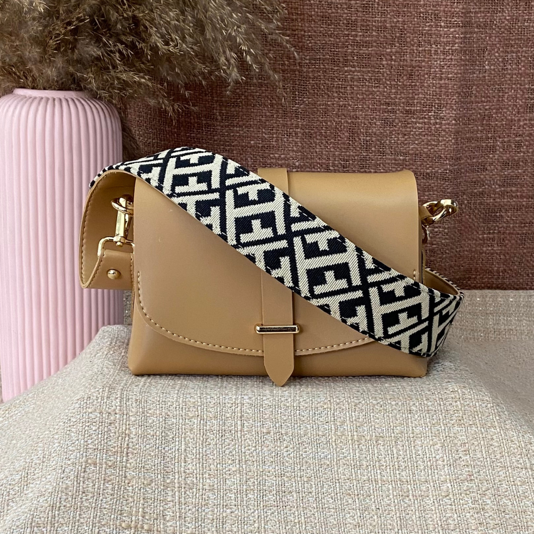Beige Eva Bag with T-Shape Design Belt + Mini Wallet