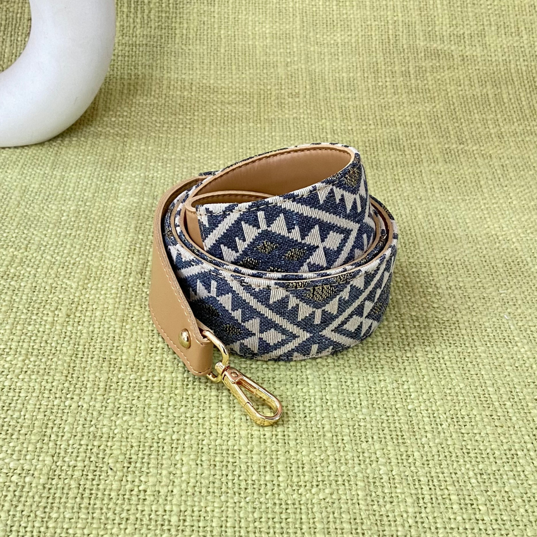 Beige with Light Black &amp; White Diamond Shoulder Strap