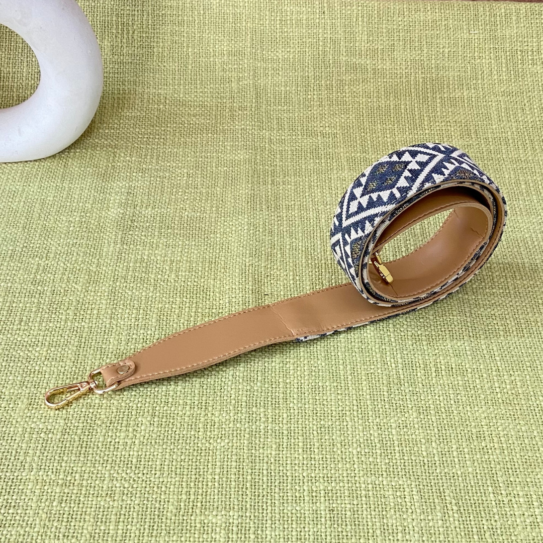 Beige with Light Black &amp; White Diamond Shoulder Strap