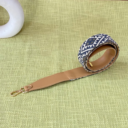 Beige with Light Black &amp; White Diamond Shoulder Strap