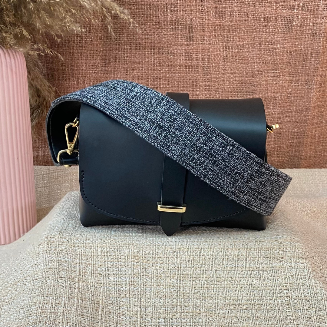 Black Eva Bag with Charcoal Grey Belt + Big Wallet