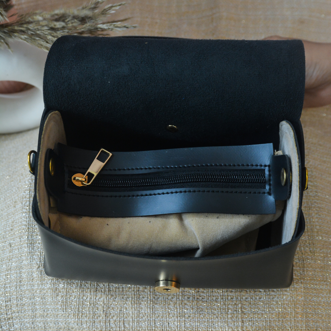 Black Eva Bag with Black Multi-color Belt.
