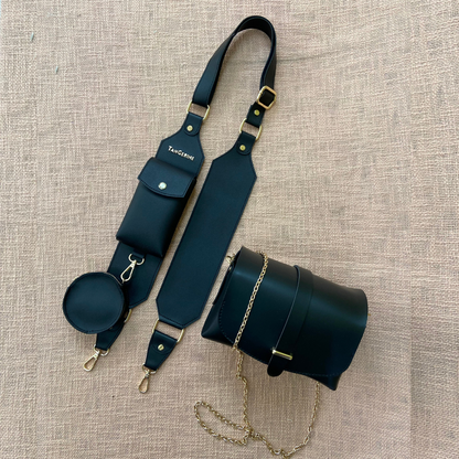 Black Eva with Black Plain Pochette Belt