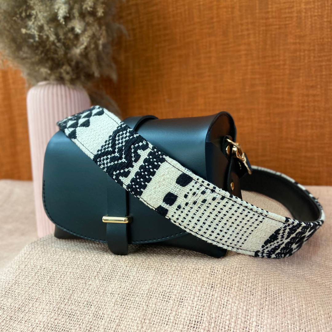 Black Eva with Black &amp; White Tribal Belt