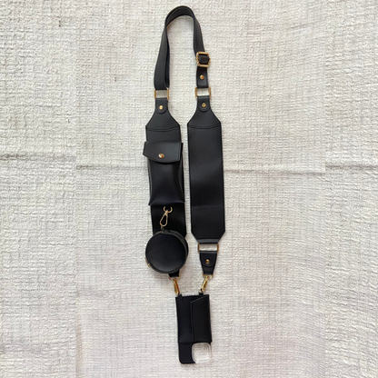 Black Plain Pochette Belt with Phone Case