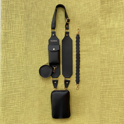 Black Pouch + Black Plain Pochette Belt