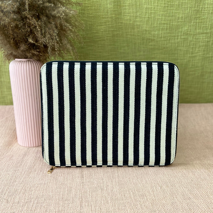 Black &amp; White Stirpes Laptop Sleeves