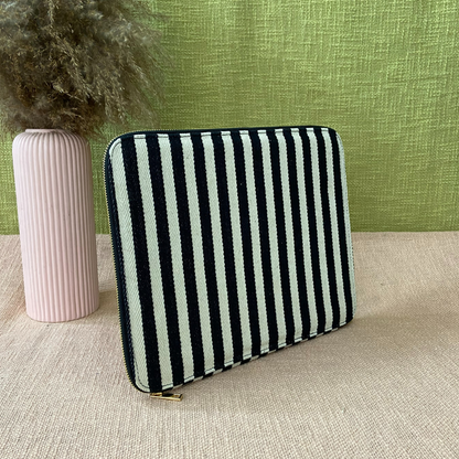 Black &amp; White Stirpes Laptop Sleeves
