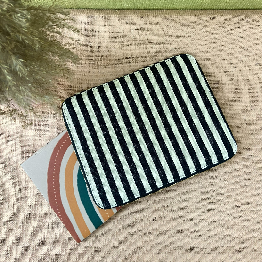 Black &amp; White Stirpes Laptop Sleeves