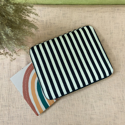 Black &amp; White Stirpes Laptop Sleeves
