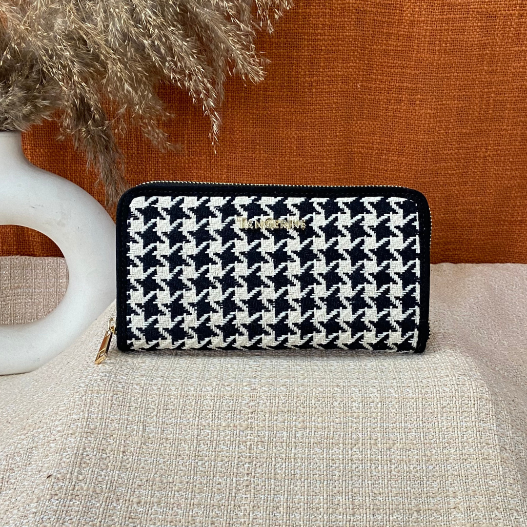 Black &amp; White Vintage Small Print Big Wallet