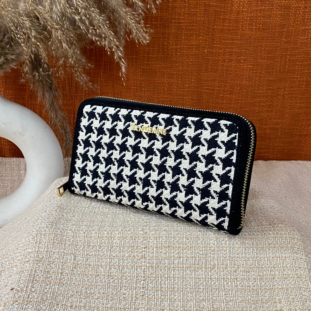 Black &amp; White Vintage Small Print Big Wallet