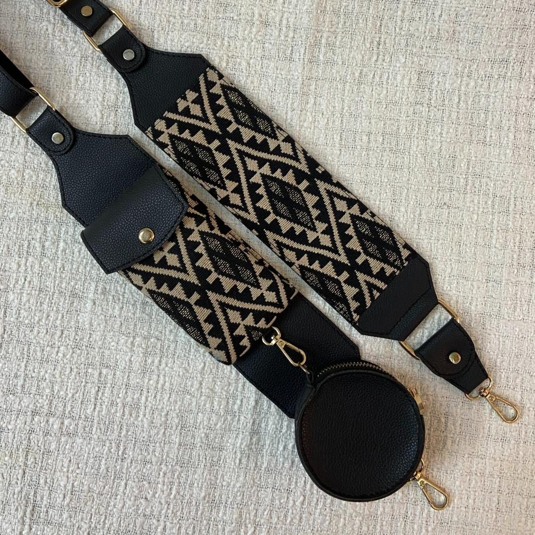 Black with Black Diamond Cloth on Pocket Pochette only Belt
