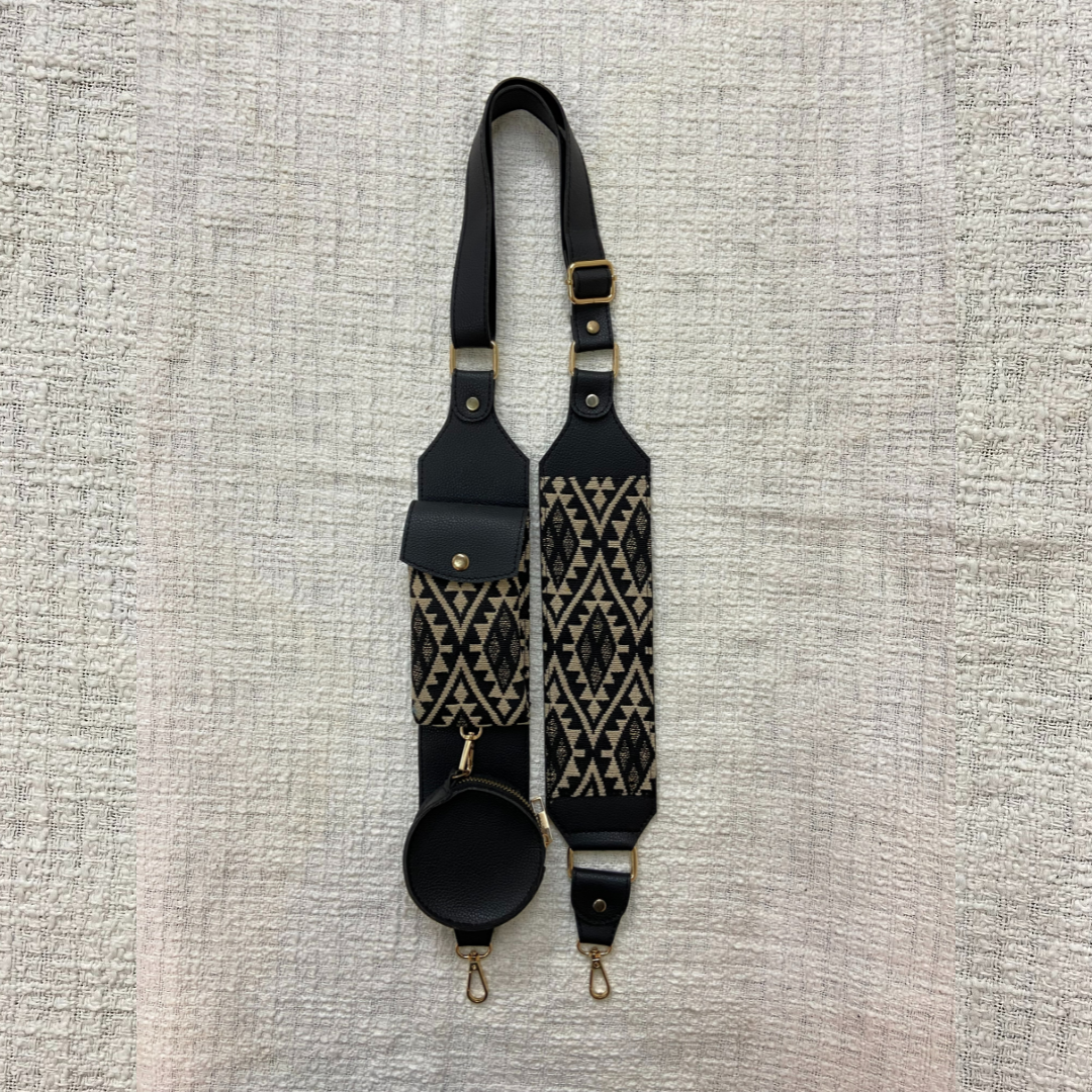 Black with Black Diamond Cloth on Pocket Pochette only Belt