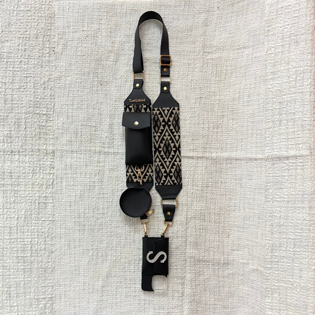 Black Diamond Pochette Belt with Phone Case