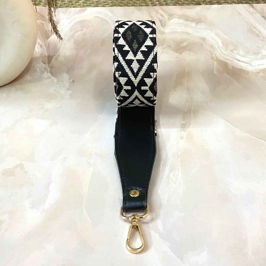 Black with Black &amp; White Diamond Shoulder Strap