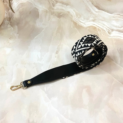 Black with Black &amp; White Diamond Shoulder Strap