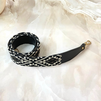 Black with Black &amp; White Diamond Shoulder Strap