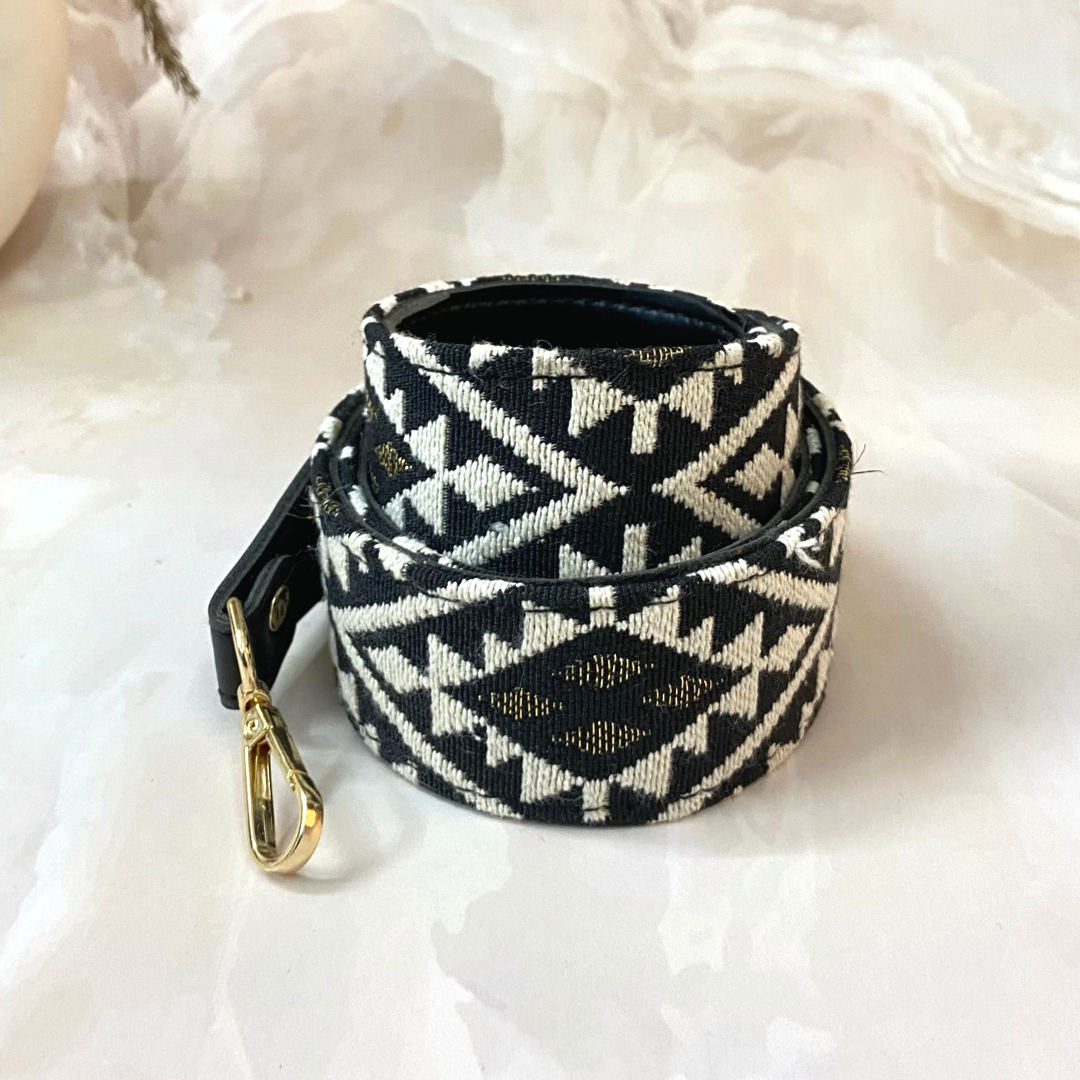 Black with Black &amp; White Diamond Shoulder Strap
