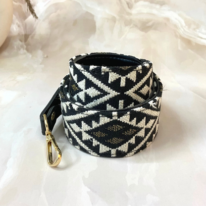 Black with Black &amp; White Diamond Shoulder Strap